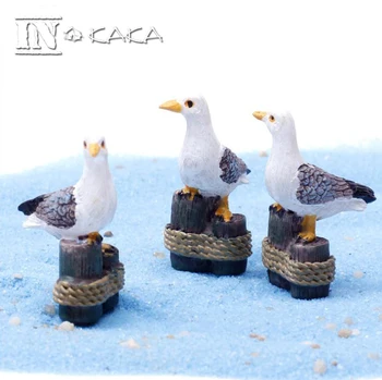 Micro fairy garden decor rășină animal pasăre sculptura drăguț Pescăruș Figura model de Jucării, miniaturi/terarii DIY accesorii