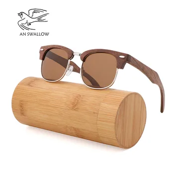Noua Moda Retro Bambus ochelari de Soare Jumătate Cadru Moda Polarizate UV400 ochelari de Soare Unisex