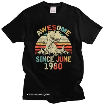 Vintage Minunat Din IUNIE 1980 Barbati Tricou de Bumbac Moale 40 de Dinozaur Ziua Teuri Estetice Camisas Bărbați Noutate Tricou Haine