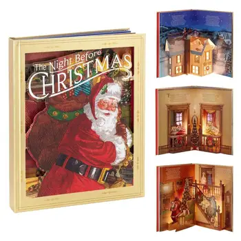 Cu o Noapte Înainte de Crăciun o Carte Pop-up Cu Lumina Si Sunet Rafinat Clasic Atractiv Carte Poveste de Crăciun Cadouri de Anul Nou