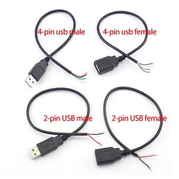 0,3 m/1m/2m 2 Pin USB 2.0 de sex Feminin de sex masculin 4 pin fir Jack de Încărcare de încărcare Cablu de Alimentare Cablu de Extensie Conectorul DIY 5V fanii linie