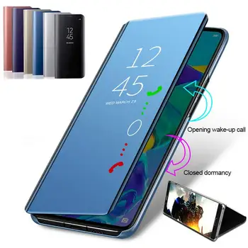 Oglinda Caz Flip Pentru Samsung Galaxy A10 A30 A40 A50 A70 A80 M20 M30 J4 Plus J6 2018 S7 edge S8 S9 Plus S10 Nota 10 Pro 8 9 Capacul