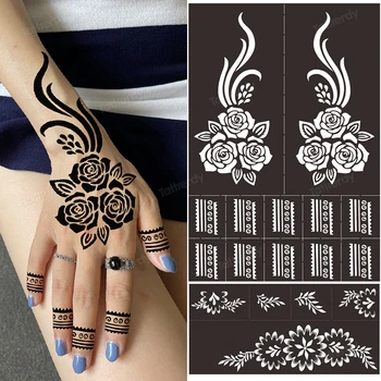 Tatuaj Template-uri Maini/Picioare India, Henna Tatuaj Temporar Șabloane Kit de Mână Braț Picior Picioare Body Art Decal Pictura pe Corp Stencil