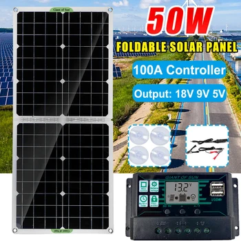 50W Panou Solar 12V Monocristalin de Alimentare USB Portabil în aer liber Celula Solara pentru Camping, Drumeții Călătorie Încărcător de Telefon w/ Controller