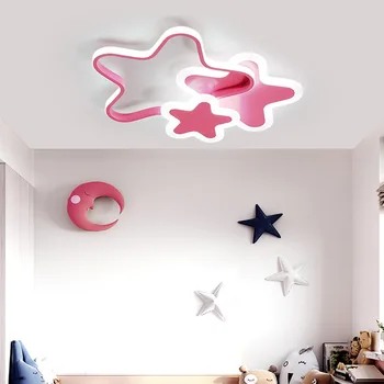 Moderne Led Lampă de Plafon Creative Dormitor Stea cu Cinci colțuri de Iluminat de Desene animate pentru Copii Camera Copil Citește Studiu Roz Decor de Lumină