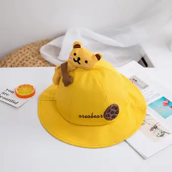 2021 Patru Sezoane Ursul Desene animate Bumbac Pălărie Găleată Pălărie Pescar Călătorie în aer liber la Soare Capac pentru Copil, Băiat și Fată 35