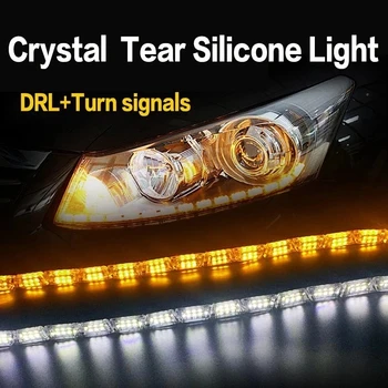 2 buc Flexibil LED Strip Lumini DRL Daytime Running Light Secvențială Fluxul Faruri Switchback Alergători Colț de Semnalizare DRL 12V