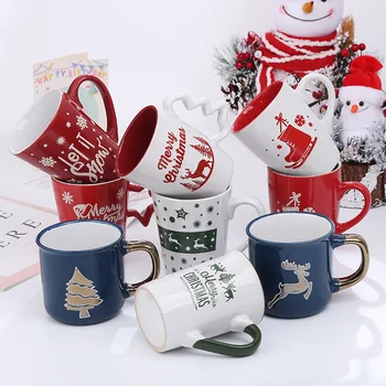 Creative Drăguț Desen Animat Om De Zăpadă Moș Crăciun Ceramice Cana Cana Cana De Crăciun Cadouri Mici