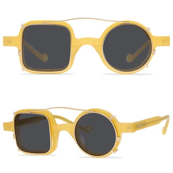 Vintage Punk Clip-on ochelari de Soare Femei de Lux de Designer Neregulate Polarizat ochelari de Soare Moda Om Galben Transparent ochelari de Soare