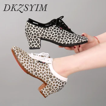 DKZSYIM Femei latină Pantofi de Dans Modern, Tango Pantofi de Jazz în aer liber Leopard de imprimare Pantofi de Dans Femeie Dance Sneaker SIZE34-41