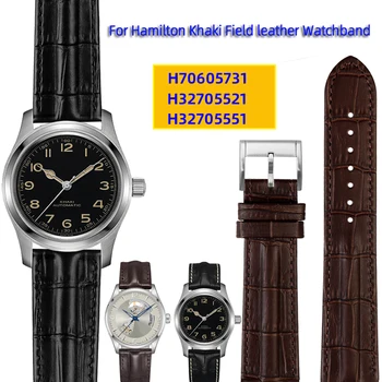 Pentru Hamilton din Piele WatchBand Kaki H7060573 Piele Brățară piele de Crocodil textura curea 20mm 22mm Barbati Negru maro