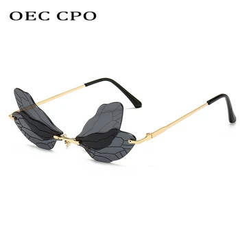 OEC CPO Moda Libelula fără ramă de ochelari de Soare pentru Femei New Steampunk Unic ochelari de Soare Vintage Ochelari de UV400 Oculos Feminino