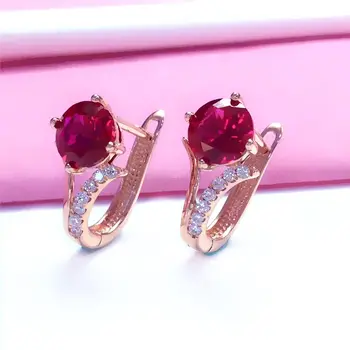 585 violet incrustate cu aur rubin cercei pentru femei de moda de înaltă calitate placat cu aur de 14K doamna ureche catarama bijuterii de nunta