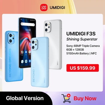 UMIDIGI F3S Telefon, Deblocat Smartphone Android, Unisoc T610, 6GB, 128GB, 48MP Triplă Camera, 5150mAh Baterie, NFC Mobil