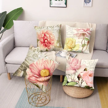 Retro floral poliester perna pătrat pernele de acoperire auto canapea scaun de birou fata de perna simple ornamente decor acasă