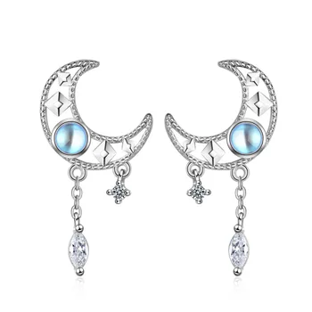 925 Sterling Silver Cercei Bijuterii Fine Piatra de Zircon Opal Luna Stud Cercei Legăna Bijoux pentru Femei Cadouri