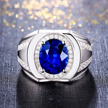 Pietre safir cristal albastru inele pentru barbati femei zirconiu diamante aur alb argint culoare argent de bijuterii bijoux trupa cadouri