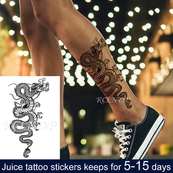 Rezistent la apa Temporar Suc de Autocolant Tatuaj Dragon Chinezesc Animal Mare Tatuaj Flash Tatuaj Fals Tatuaj Spate Braț Picior de Artă pentru Barbati Femei