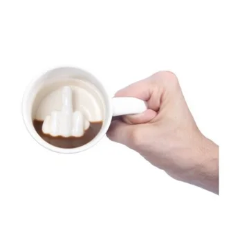 Design creativ Alb Degetul Mijlociu Cana Noutate Stil de Amestecare Lapte de Cafea Ceasca de Amuzant Cana Ceramica 300 ml Capacitate Cesti de Apa
