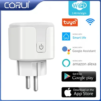 CORUI 16A Tuya WIFI Smart Socket UE Plug Voce Wireless de Control de la Distanță Cu Priză de Putere Inteligent de a Lucra Acasă Cu Alexa de Start Google