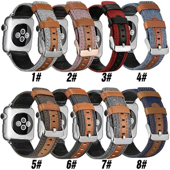 Denim pânză & curea din piele Pentru apple watch band watchband pentru iwatch serie 7/6/se/5/4/3/2/1 bratara apple watch accesorii