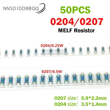 50PCS SMD Rezistor MELF 0207 0204 100R 120R 150R 180R 200R 1% Cilindru de Metal Film Rezistor de Precizie
