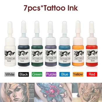 7pcs 5ml Profesionale de Siguranță Tatuaj Pigment Pentru Tatuaj Macine ' Kit Durabil Tatuaj Cerneală Pentru Stilou Tatuaj Machiaj Permanent Body Art