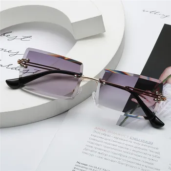 Fără ramă Dreptunghi ochelari de Soare pentru Femei de Moda Fara rama Ochelari Pătrați pentru Bărbați Ultralight UV400 Ochelari Unisex