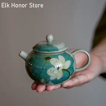 150ml de tip Boutique de Mână-pictat Lotus Ceramica ceainic Underglaze Culoare Cantareata Oala Cu Filtru Filtru de Ceai Oală Mică Kung Fu Teaware