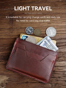 Horween NE Chromexcel din Piele Carte de Portofel Titularul Cardului de Credit Husă Handmade din Piele Slot pentru Card de portofel Slim Bag Cardul