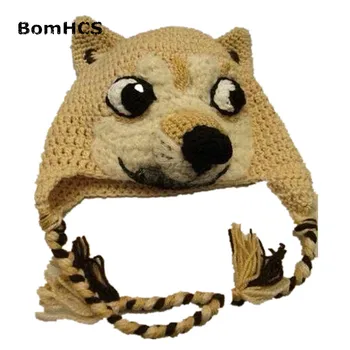BomHCS Câine Drăguț Animal Handmade Tricotate Pălărie de Iarnă pentru Femei Capac de Cald Halloween Cadou