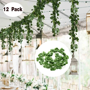 12 Pack 2.2 m Artificiale Fals Agățat de Viță de vie de Plante cu Frunze Verzi Ghirlande Biroul de Acasă de Grădină în aer liber Capacul Perete Jungle Party Decor