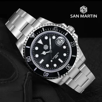 Noul SAN MARTIN Mecanice Automate Bărbați Ceas din Oțel Inoxidabil Ceas Sapphire Oglindă PT5000 Lux 20 Bar Ceas Relogio Masculino