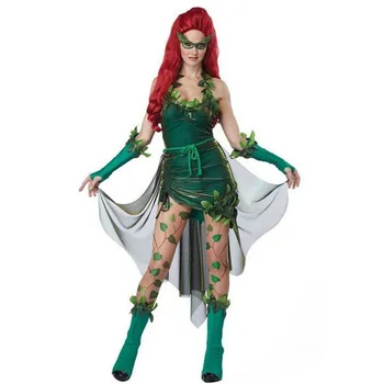 Doamnelor Mascat De Halloween Poison Ivy Driadă Femei Costum Letale Frumusete Cosplay Rochie Fancy Diavolul Poison Ivy Pentru Îmbrăcăminte