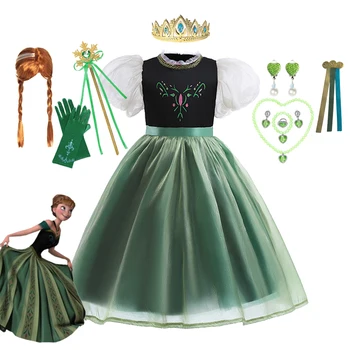 Disney Frozen Anna Printesa Rochie Pentru Fete Puff Maneca Ochiurilor Rochie De Bal De Crăciun Pentru Copii Cosplay Snow Queen Petrecere Costume