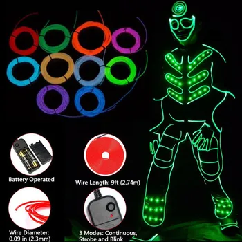 Glow EL Wire Rope banda Cablu Benzi cu LED Lumini de Neon Flexibil Cablu Petrecere DIY Pantofi de Îmbrăcăminte Auto cu led-uri impermeabil benzi 1m 3m 5M 3V