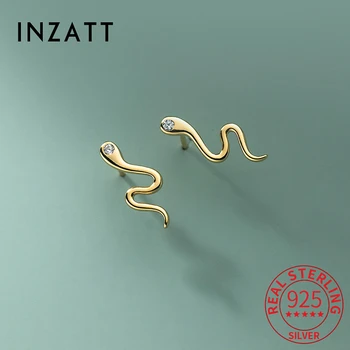 INZATT Real Argint 925 Placat Șarpe Animal Aur de 18K Cercei Stud Pentru Femei de Moda Hiphop Minimalist Bijuterii Fine