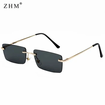 Personalizate dreptunghiulară doamnelor ochelari de soare retro designer pentru bărbați ochelari de soare fara rama patrata polarizate femeie gradient de sticlă UV400