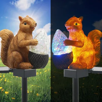 Solara LED Exterior Impermeabil Lumina Bufnita Squirrel Animale de Modelare Decor Gazon Lumina Solara Iluminat Gradina, Gazon Lumina
