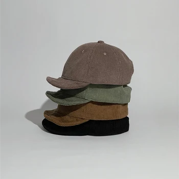 Scurt Cozoroc Sapca Hip-Hop Casual Boruri Plat Snapback Hat Corduroy Sport În Aer Liber Bărbați Capac Solid De Culoare De Iarnă Capac Os