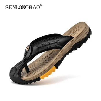 Vara Sandale Casual Din Piele Bărbați În Aer Liber Sandale De Designer Flip Flops Usoare Mens Diapozitive Pantofi De Plaja Zapatos Hombre
