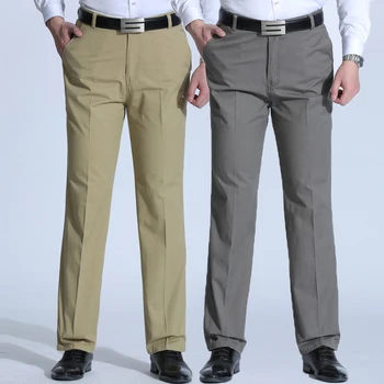 Primăvara și Vara Marca Bărbați Pantaloni pentru Bărbați de vârstă Mijlocie Pantaloni Subțiri Casual Culoare Solidă Vrac Pantaloni Talie Mare Om Pantaloni Pantaloni