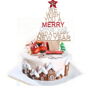Lemn petrecere de Crăciun Cake Topper fulg de zăpadă Alb Acrilic Happy Birthday Cake Topper Pentru Copii Ornamente de Crăciun desert Decor