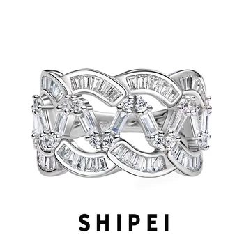 SHIPEI de Lux Solid 925 Sterling Silver Alb Safir Piatră prețioasă Personalitate Hip-Hop, Punk Inel Pentru Femei en-Gros Bijuterii Fine