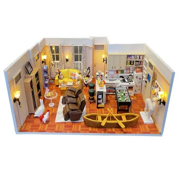Noua Casa de Păpușă de Lemn in Miniatura Cu Mobilier Kit Joey, Chandler Apartament casă de Păpuși Asamblare DIY Jucarii Copii Cadou de Crăciun