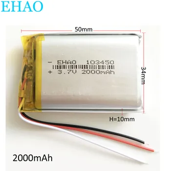 3,7 V Litiu-Polimer LiPo Baterie Reîncărcabilă de Celule 3 fire 103450 Pentru Mp3 DVD PAD PSP Camera GPS Difuzor Laptop MID