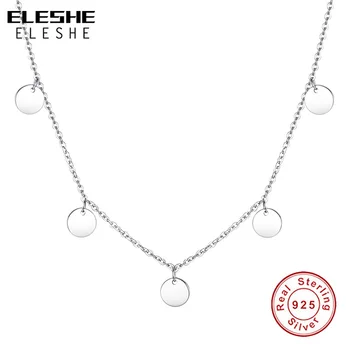 ELESHE 2020 Nou de Lux de Moda Rotund Monedă Cravată Colier pentru Femei Argint 925 Colier de Lanț Collier Femme