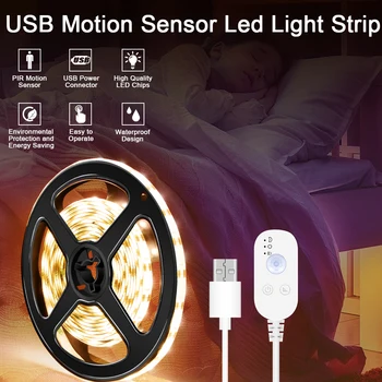 A CONDUS Mișcare Senzor de Lumină, Benzi USB Cabinet Lampa LED Bar Dormitor Dulap Lumina de Noapte 0.5 1 2 3 4 5 MN Pentru Living Scara Bucătărie