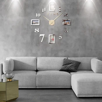 Rama foto Saat Ceas de Perete Horloge Reloj De Pared Duvar Saati Relogio De Parede Klok Design Modern Ceas 3d Luminos Mare