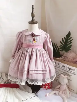 Fetița Toamna Primavara-Vara Cerb de culoare Roz cu Maneci Lungi Vintage spaniolă turcă Lolita Printesa Rochie Casual pentru zi de Naștere